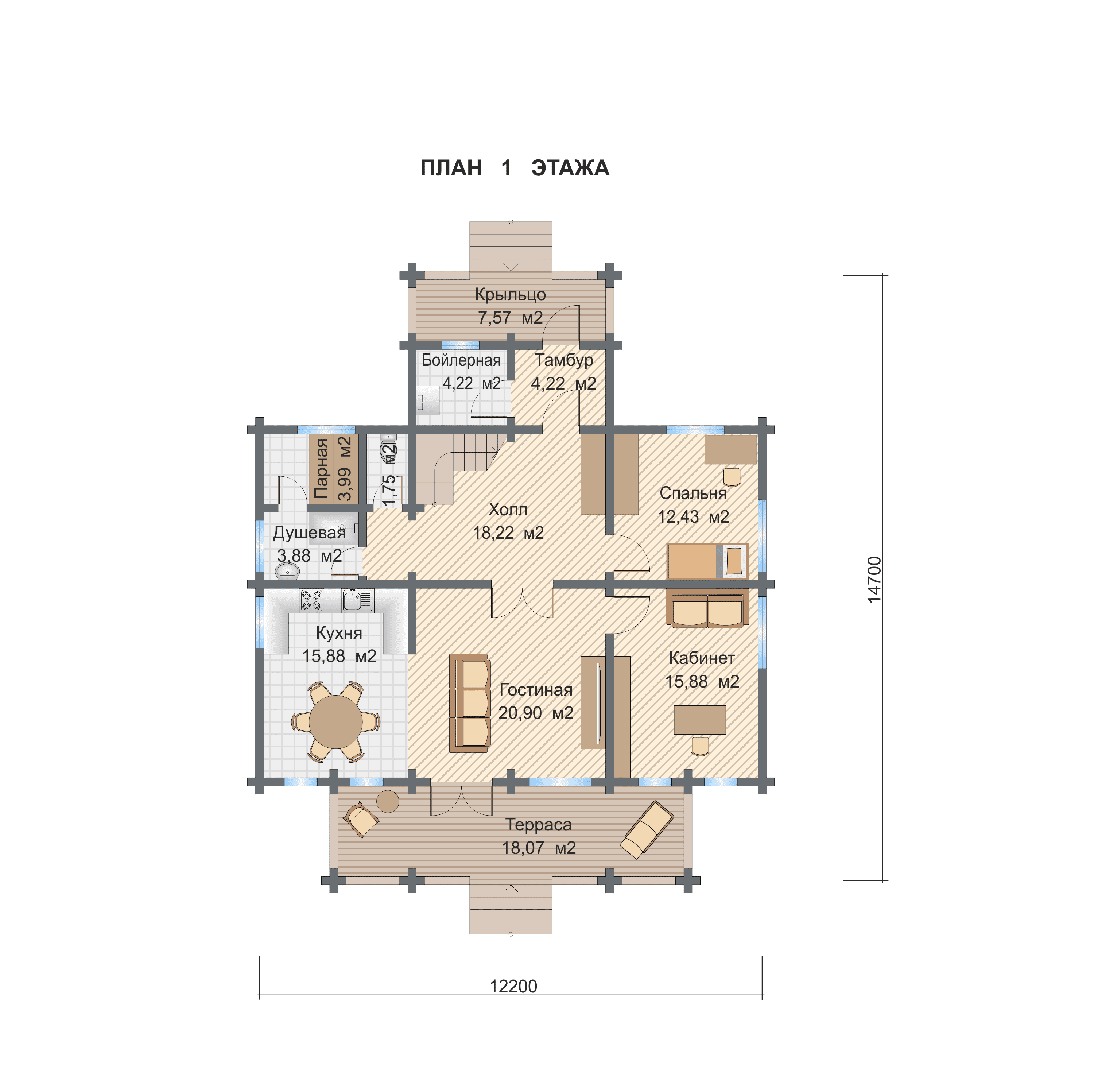 Базовые планировки Дом из клееного бруса Зерфаус 1
