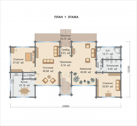 Базовые планировки Дом из клееного бруса Сальвадор 1