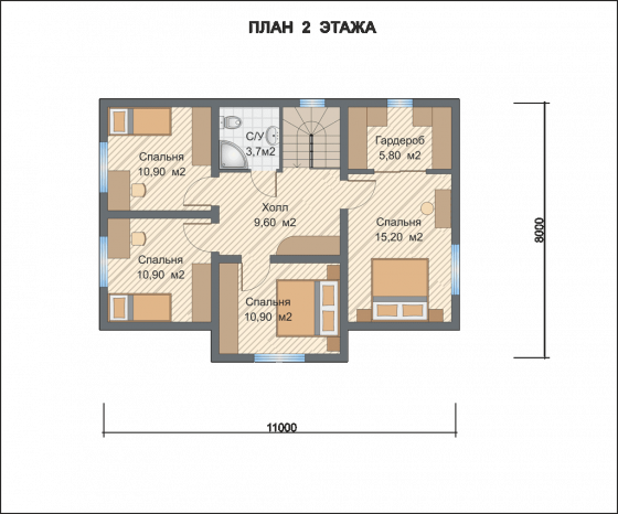 Базовые планировки Дом из клееного бруса Голубой Залив 2