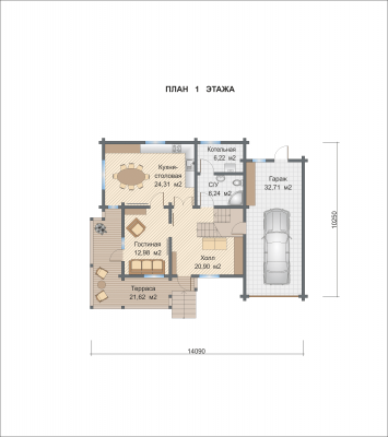 Базовые планировки Дом из клееного бруса Хьюстон 1