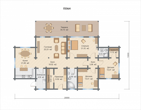 Базовые планировки Дом из клееного бруса Анси 1