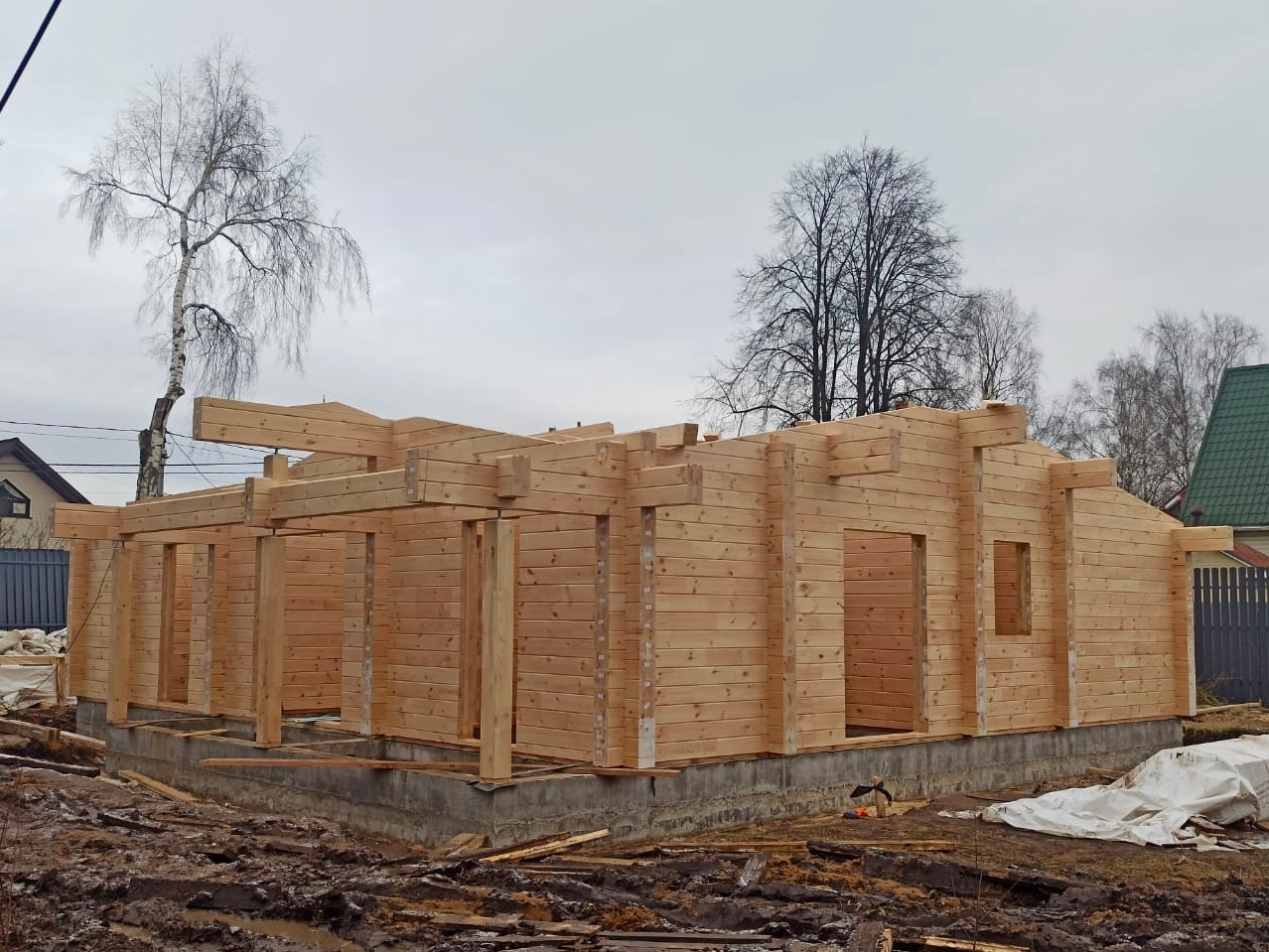 каркас дома из клееного бруса
